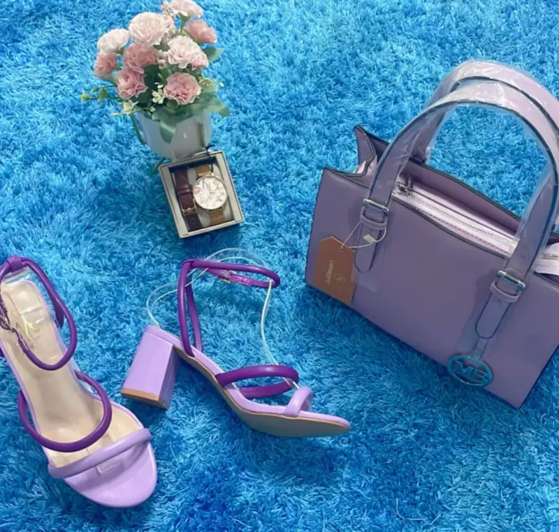 Lavender handbag and shoes